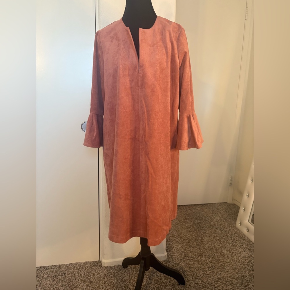 Bcbgmaxazria Clay Color Bell Sleeve Dress